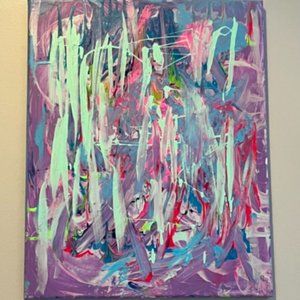 Fun Color Mix - Acrylic Abstract on Canvas One of a Kind Homemade
